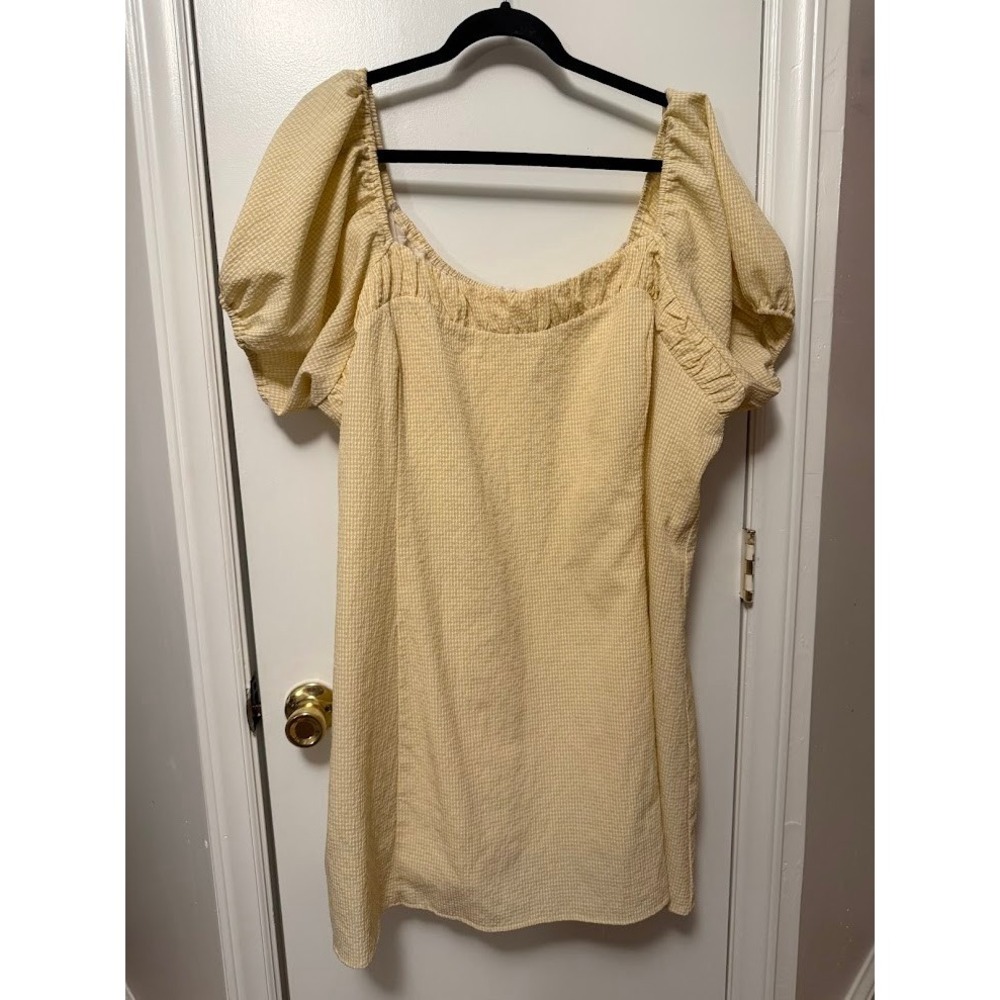 A Beautiful Soul‎ Yellow & White CottageCore Gingham Smocked Zipper Dress Size C